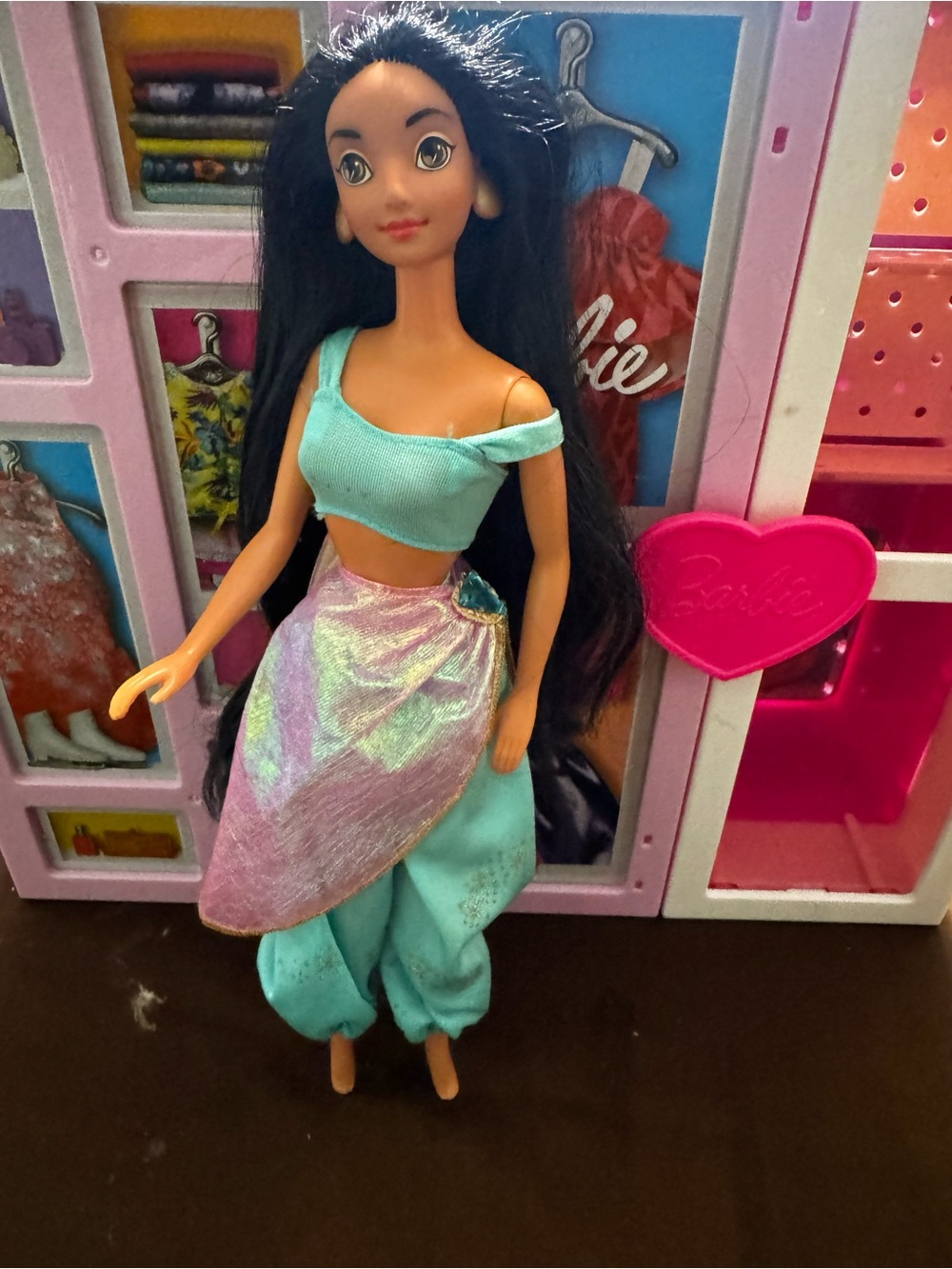 Disney Vintage Jasmine from Aladdin Fashion Doll Black Hair Outfit No Shoes 90’s